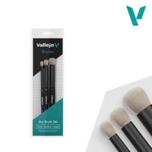 B07990 - VALLEJO - Set Pincel - Dry Brush Set - Pelo Natural (S, M & L)