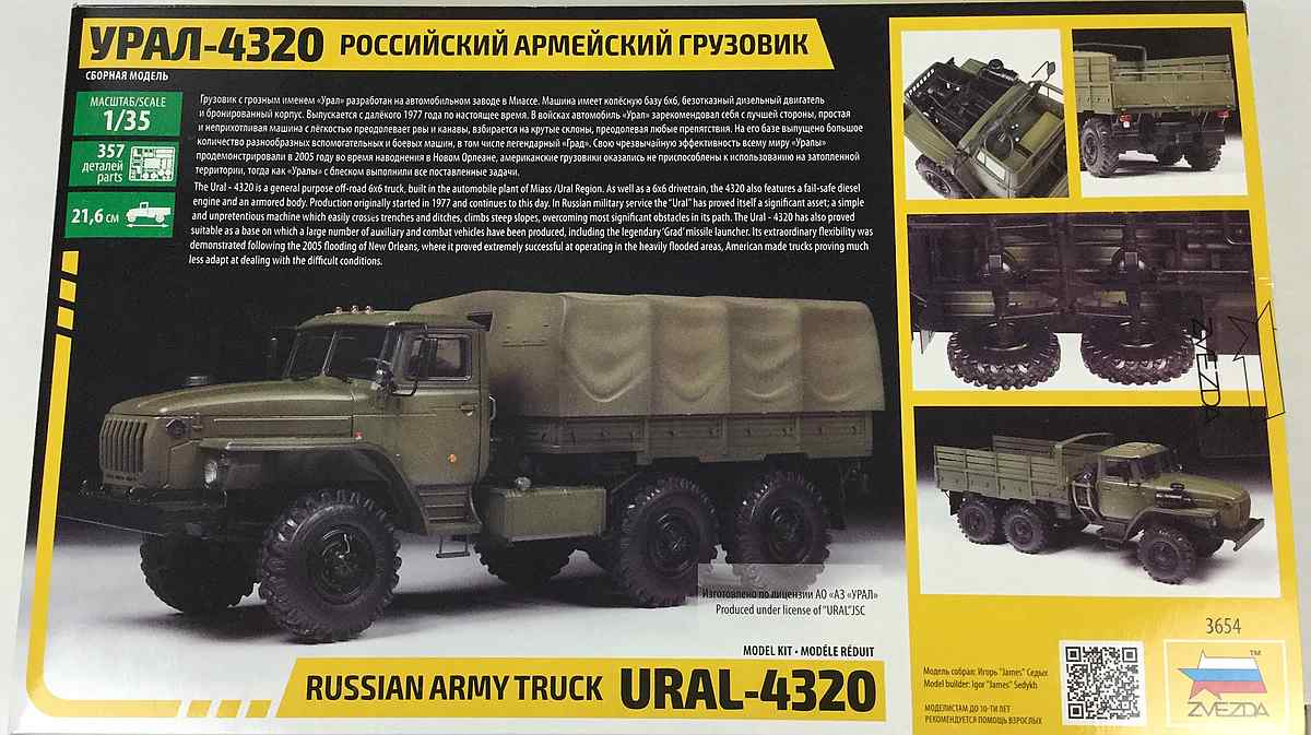 3654 - ZVEZDA - 1/35 - Ural 4320 Truck - Imagen 2